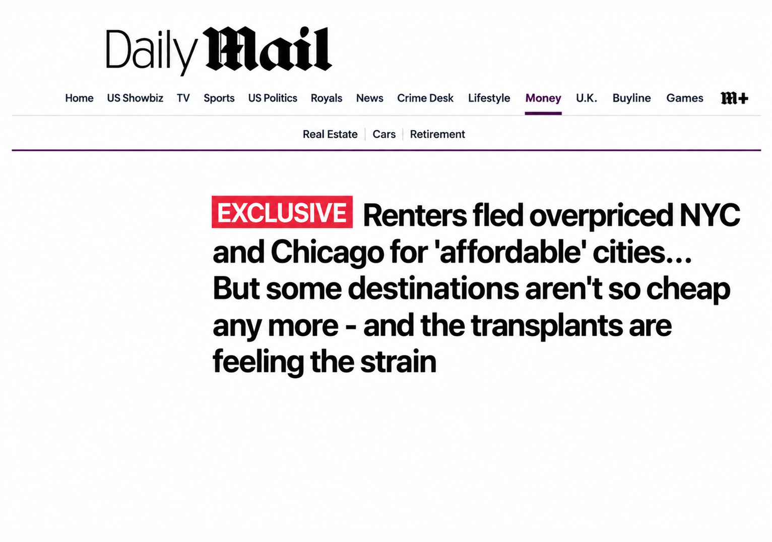 DAILY MAIL: Renters fled overpriced NYC and Chicago for 'affordable' cities....Ben Kriegsman, Vice President of Global Capital Markets contributes to an article with the Daily Mail about changing rental dynamics across the country's fastest-growing markets.